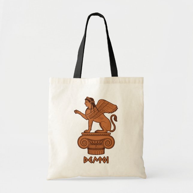 Bolsa Tote Esfinge em Delfos - Figura Vermelha Grega Antiga (Frente)