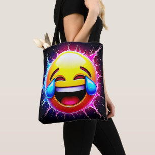 Bolsa Tote Esgancho Alegre: Arte de Emoji Risonho