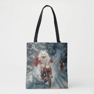 Bolsa Tote Eskimo Americano Cão Andando na Motocicleta