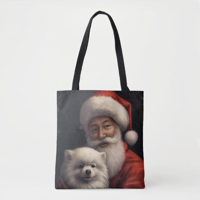 Bolsa Tote Eskimo americano com Papai Noel Natal Festivo (Frente)