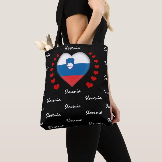 Bolsa Tote Eslovênia Flag & Heart, eslovena Flag fashion (Close Up)