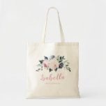 Bolsa Tote Esmagadora ponte botânica personalizada<br><div class="desc">Floral botânico de aquarela e verde em cor rosa e marinho,  elegante e romântico,  pontes personalizadas de excelente</div>