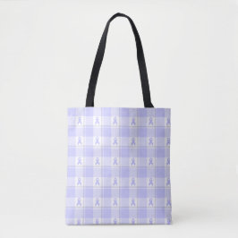 Bolsa Tote Esophageal Cancer Awareness Plaid Periwinkle 