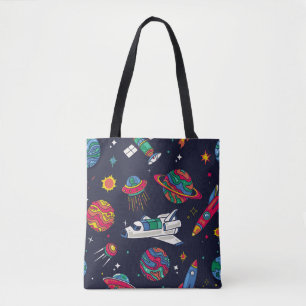 Bolsa Tote Espachante em um padrão perfeito de Galáxia. Fundo