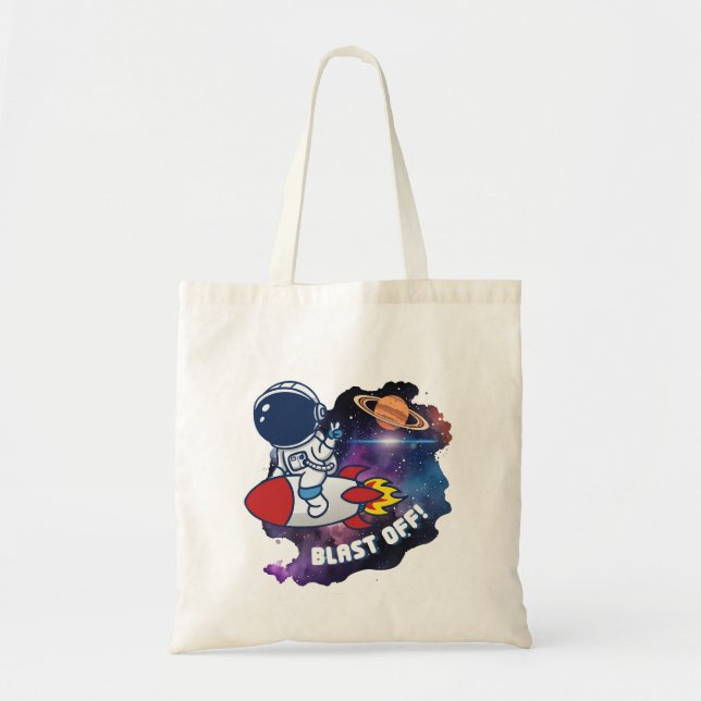 Bolsa Tote Espacial de Astronauta Fofo Descolando  (Frente)