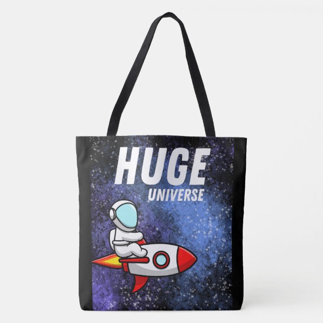 BOLSA TOTE ESPAÇO, ASTRONAUTA, OVNI, ROCKETSHIPS, UNIVERSO (Frente)