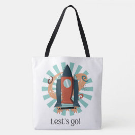 BOLSA TOTE ESPAÇO, ASTRONAUTA, OVNI, ROCKETSHIPS, UNIVERSO