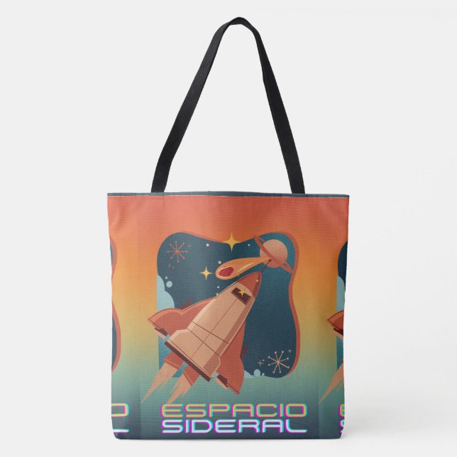 BOLSA TOTE ESPAÇO, ASTRONAUTA, OVNI, ROCKETSHIPS, UNIVERSO (Frente)