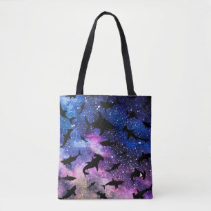 Bolsa Tote Espaço de galáxias coloridas com gradiente de tuba