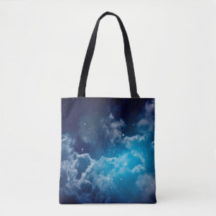 Bolsa Tote Espaço do céu noturno com nuvens e estrelas,noite,
