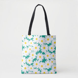 Bolsa Tote Espaço Negativo - Disias brancas amarelas em verde