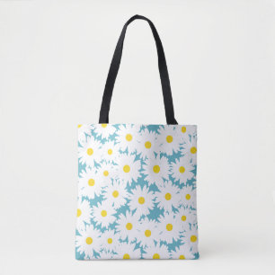 Bolsa Tote Espaço Negativo - Pontos brancos amarelos em azul