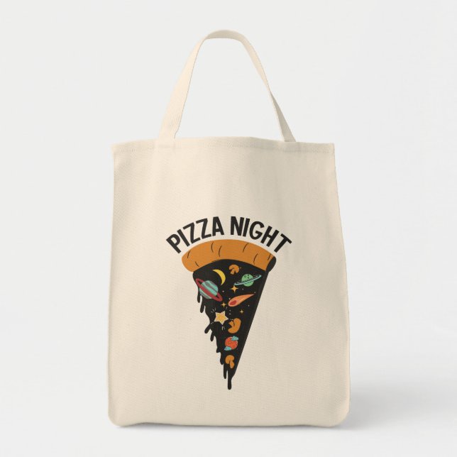 Bolsa Tote Espaço noturno da pizza (Frente)