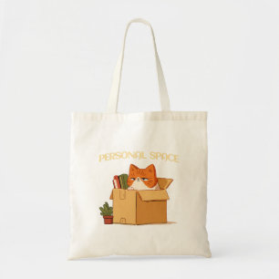 Bolsa Tote Espaço Pessoal Gato Laranja numa Caixa