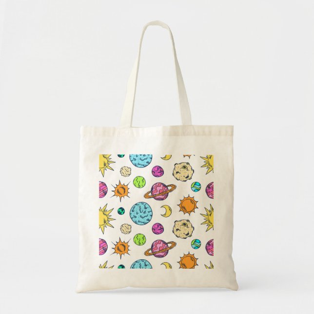 Bolsa Tote Espaços Doodles Fundo Cósmico (Frente)