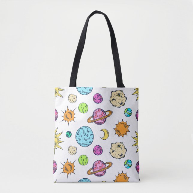 Bolsa Tote Espaços Doodles Fundo Cósmico (Frente)