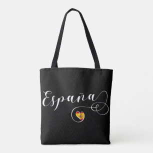 Bolsa Tote España Espanha Flag Heart, espanhol