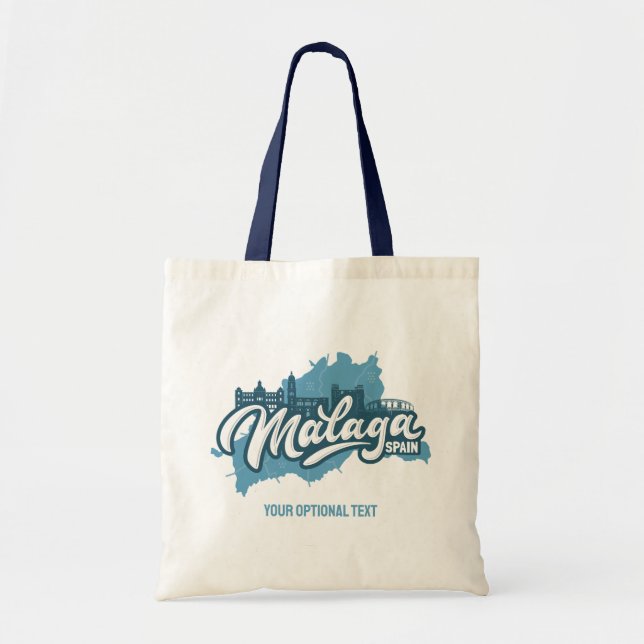 Bolsa Tote Espanha de Málaga de Texto Personalizado (Frente)