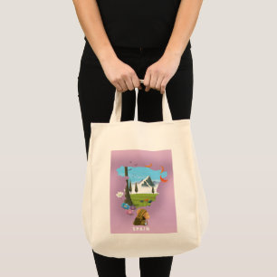 Bolsa Tote Espanha de poster de viagens de mapa ilustrado