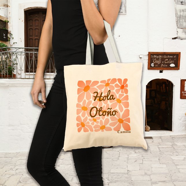 Bolsa Tote Espanhol Alô Autumn Fall Vibes Personalizar (Criador carregado)