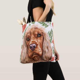 Bolsa Tote Espanhol Vermelho Bonito Com Padrão De Flor Rosa