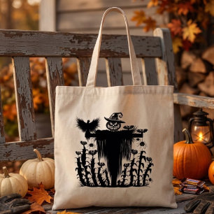 Bolsa Tote Espantalho de Halloween Sombrio no Milharal