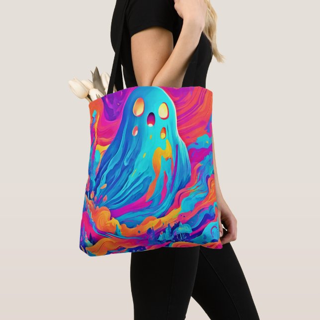 Bolsa Tote Espectral Ghost Halloween Art (Close Up)