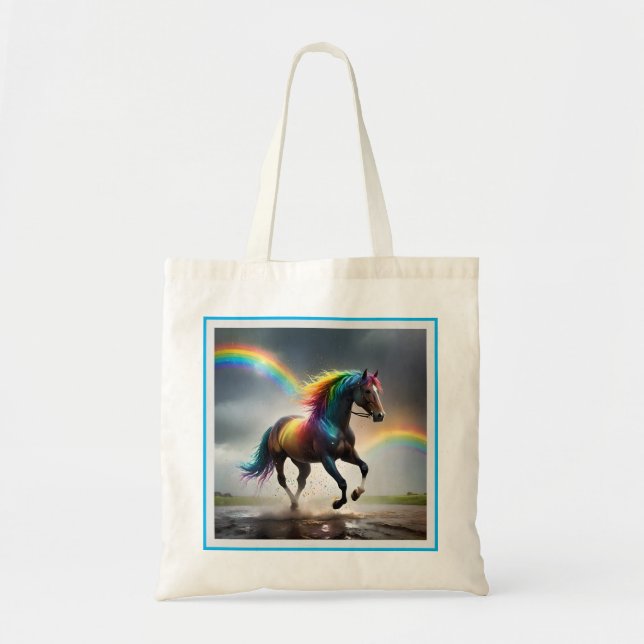 Bolsa Tote Espectro de Graça: Cavalo Arco-Íris Baixo do Arco- (Frente)