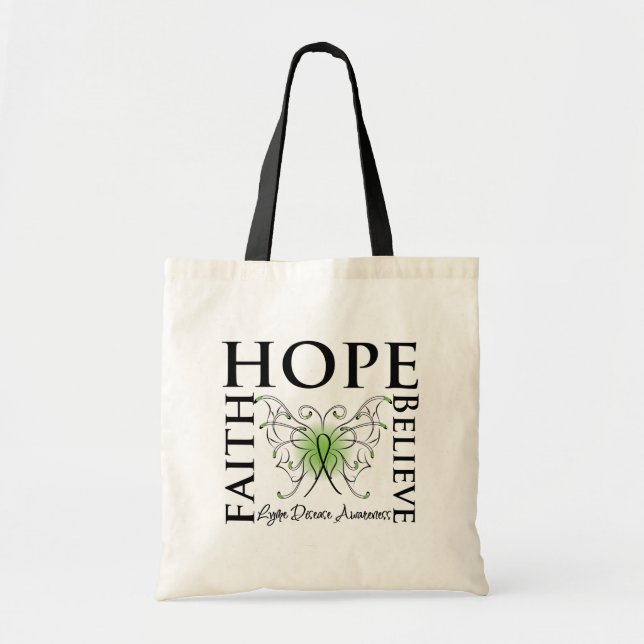 Bolsa Tote Esperança acredita fé - doença de Lyme (Frente)