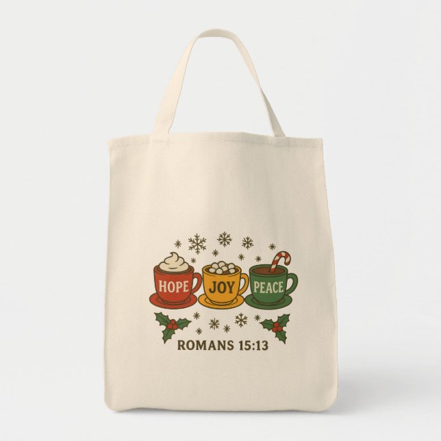Bolsa Tote Esperança Alegria Paz e Cacau (Frente)