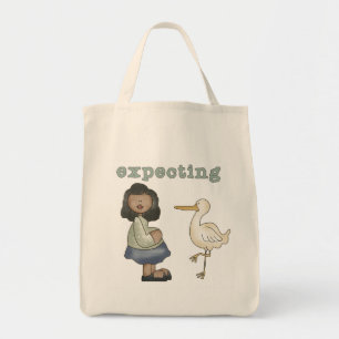 Bolsa Tote Esperando - Mãe Afro-Americana para Ser e Stork