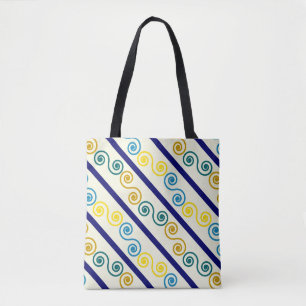 Bolsa Tote Espirais Amarelos Azuis