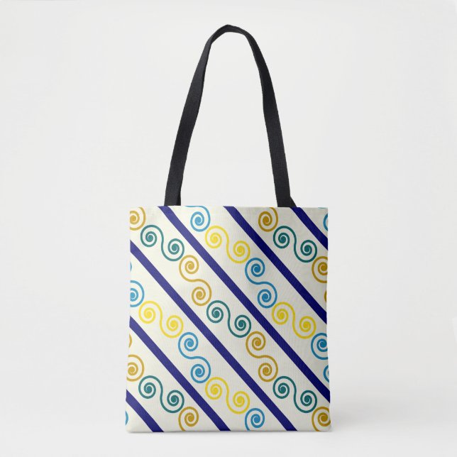 Bolsa Tote Espirais Amarelos Azuis (Frente)