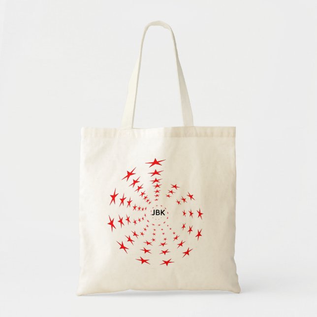 Bolsa Tote - Espirais de Estrelas Vermelhas e Inic (Frente)