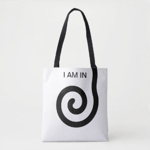 Bolsa Tote Espiral Abstrata Moderna em Preto e Branco