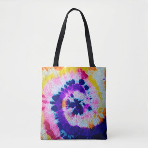 Bolsa Tote Espiral Psicodélico. Coletor de Tecido multicolori