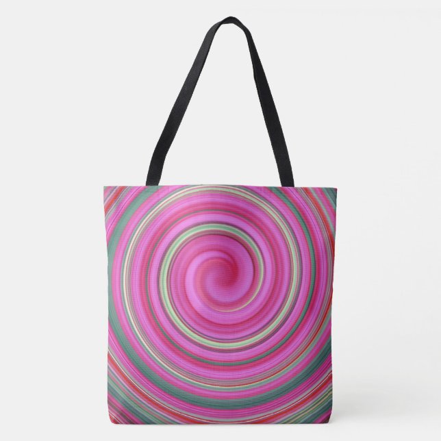 Bolsa Tote Espiral rosa e verde (Frente)
