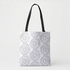 Bolsa Tote Espiral Tracejado Preto em Branco