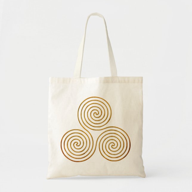 Bolsa Tote espiral tripla celta - ouro antigo OneLine (Frente)