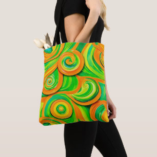 Bolsa Tote Espiral Verde e Laranja