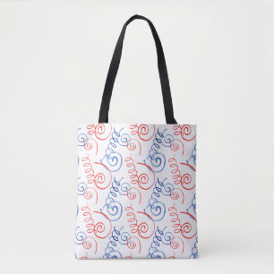 Bolsa Tote Espiral Vermelha e Azul com Alças Preta