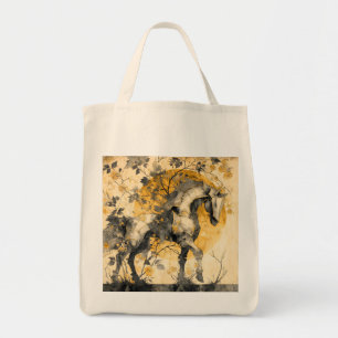 Bolsa Tote Espírito Botânico Vintage Cavalo Branco Flores Vin