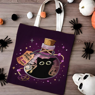 Bolsa Tote Espírito de Gato Preto Preso em Garrafa - Assustad