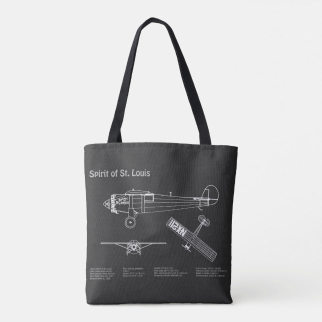 Bolsa Tote Espírito de Rua. Louis - Planos de Aeronave Bluepr (Verso)