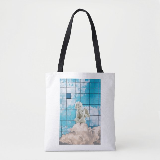 Bolsa Tote Espiritual Azul Simbólico Céu Design Inspirador (Frente)