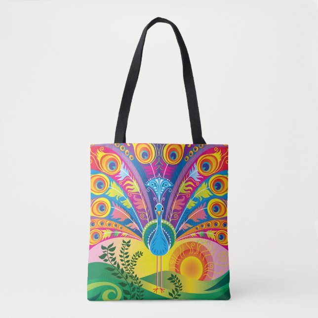 Bolsa Tote Esplendor da Cauda do Pavão (Frente)