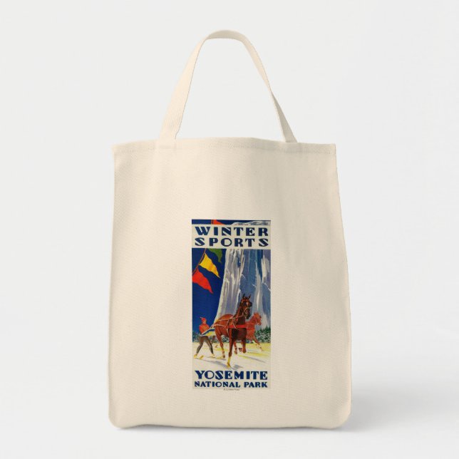 Bolsa Tote Esportes de inverno em Yosemite Poster Yosemite, C (Frente)
