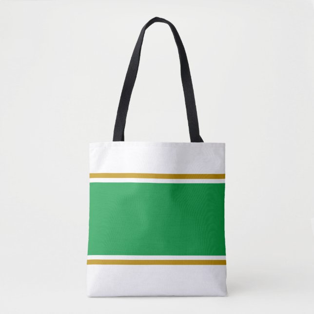 Bolsa Tote Esportes de Kelly Green Brown Racing Stripes (Frente)
