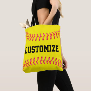 Bolsa Tote Esportes de Texto ou Nome da Equipe de Softball Pe