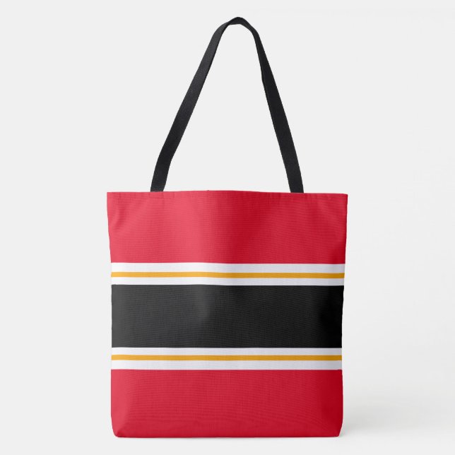 Bolsa Tote Esportes negros, vermelhos e negros, com faixas am (Frente)